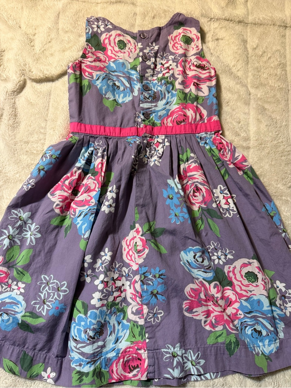 Mini Boden Purple Floral Cotton Dress with Pink Accents